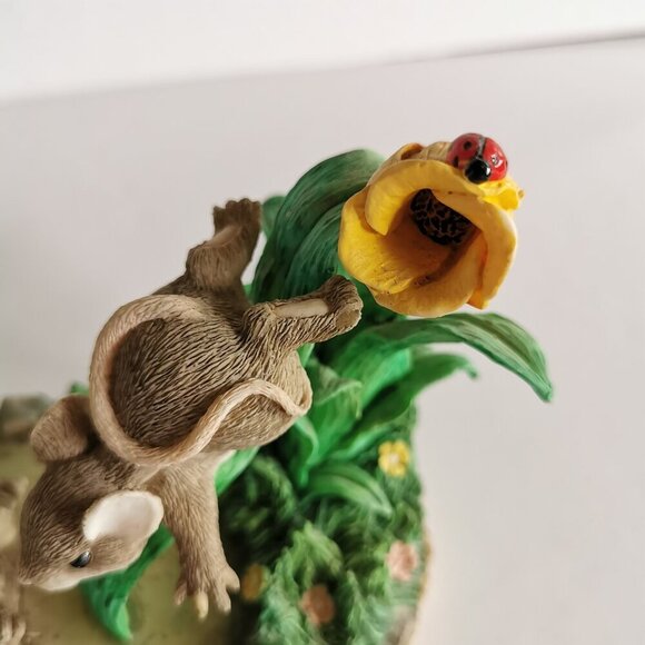 Waterslide Cute Mice Spring Flowers Fitz & Floyd Charming Tail Mouse Ladybug - Picture 3 of 10